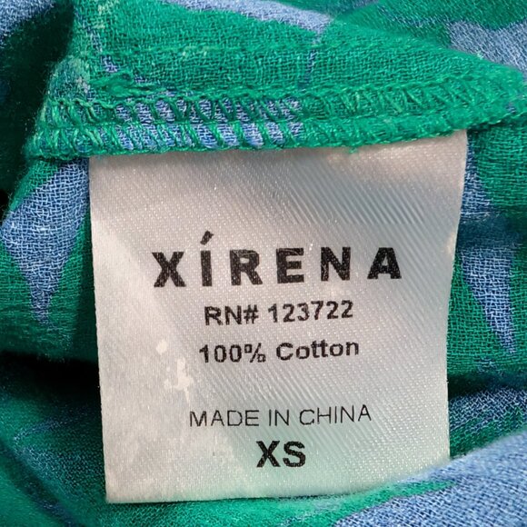 Xirena Womens Size XS Beau Ibiza Blue Green Floral Button Cotton L/S Blouse Top - Picture 9 of 10